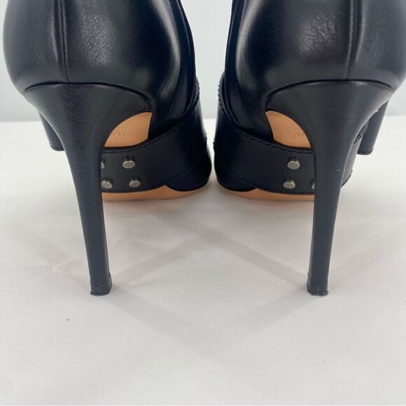 VALENTINO GARAVANI Black Leather Stiletto Ankle Booties Heels - Picture 13 of 14